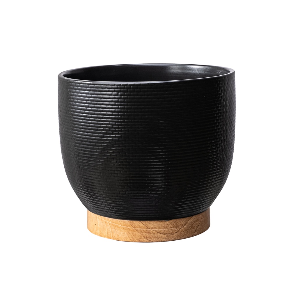 Aloe Vera Pot - 10 Inch Woven Black Ceramic Planter