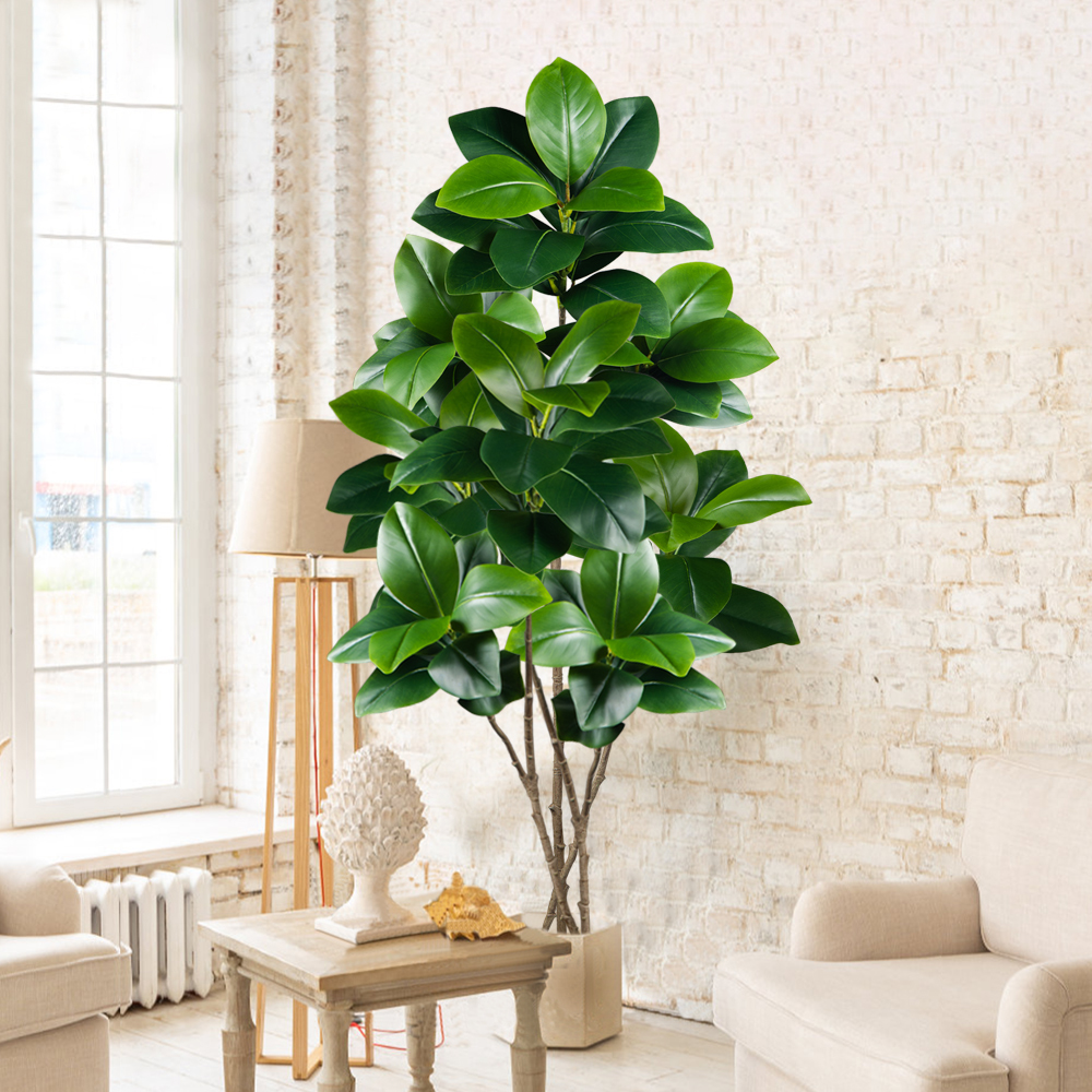 Ficus Lyrata Tree - 74-140cm Artificial Rubber Tree Fake Ficus