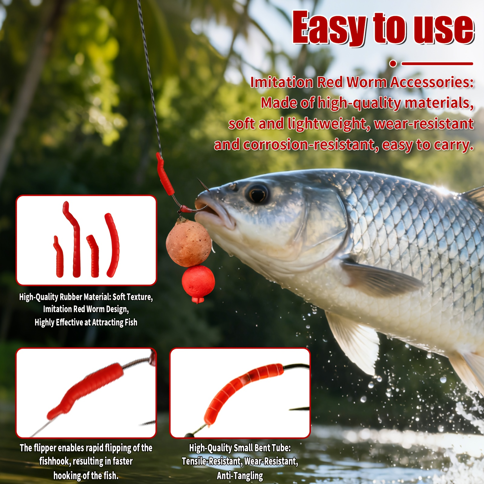 Red Artificial Bloodworm Hook  - Aglaonema Red avis et prix