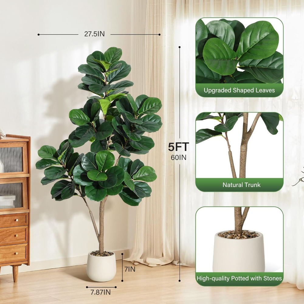 Lifelike Artificial Fiddle Lea - Ficus Lyrata Tree avis et prix