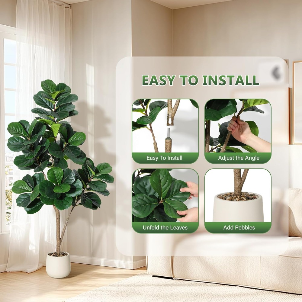 Lifelike Artificial Fiddle Lea - Ficus Lyrata Tree avis et prix