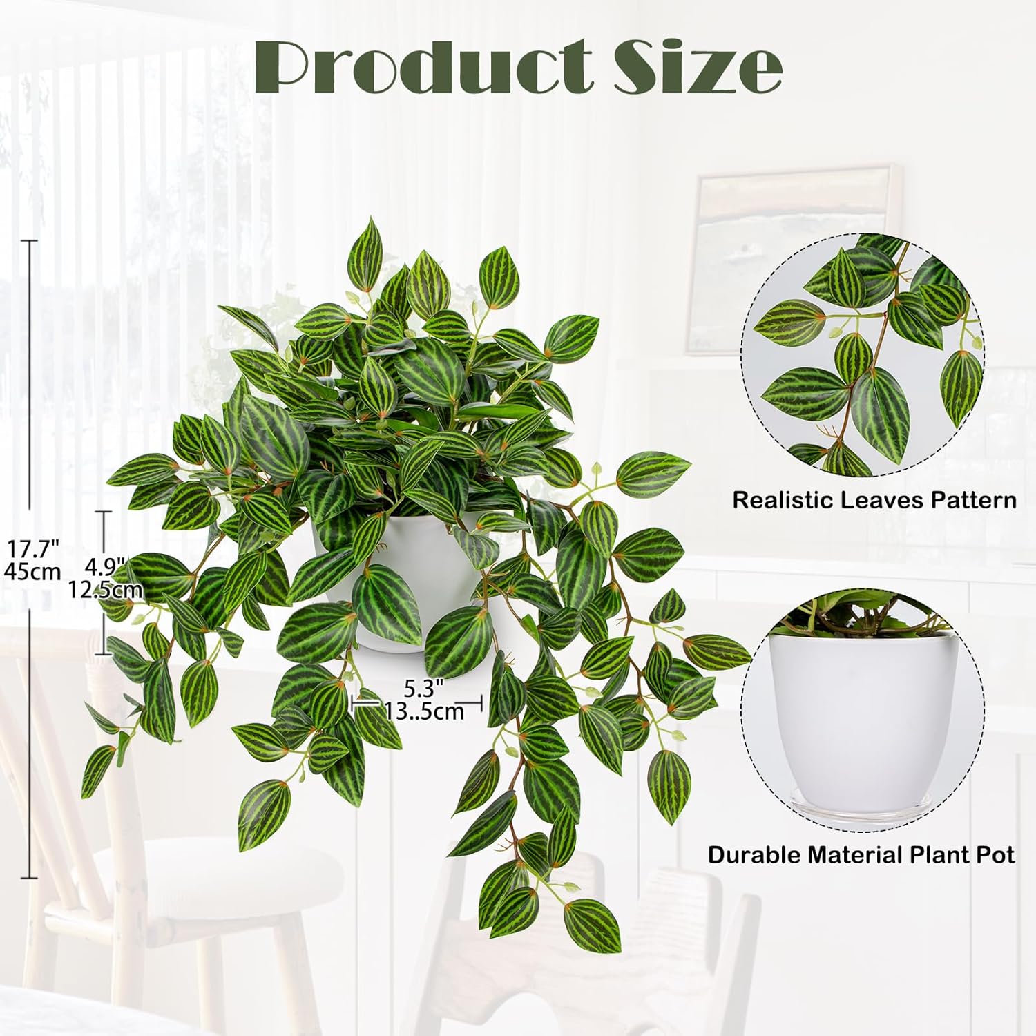 Artificial Plants Indoor Fake  - Peperomia Watermelon avis et prix