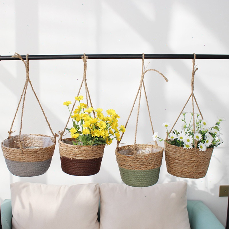 Straw Hanging Basket Flower Po - Spider Plant Hanging avis et prix