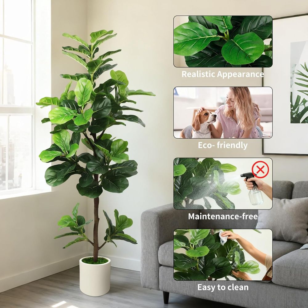 5-Foot Artificial Fiddle Leaf  - Ficus Lyrata Tree avis et prix