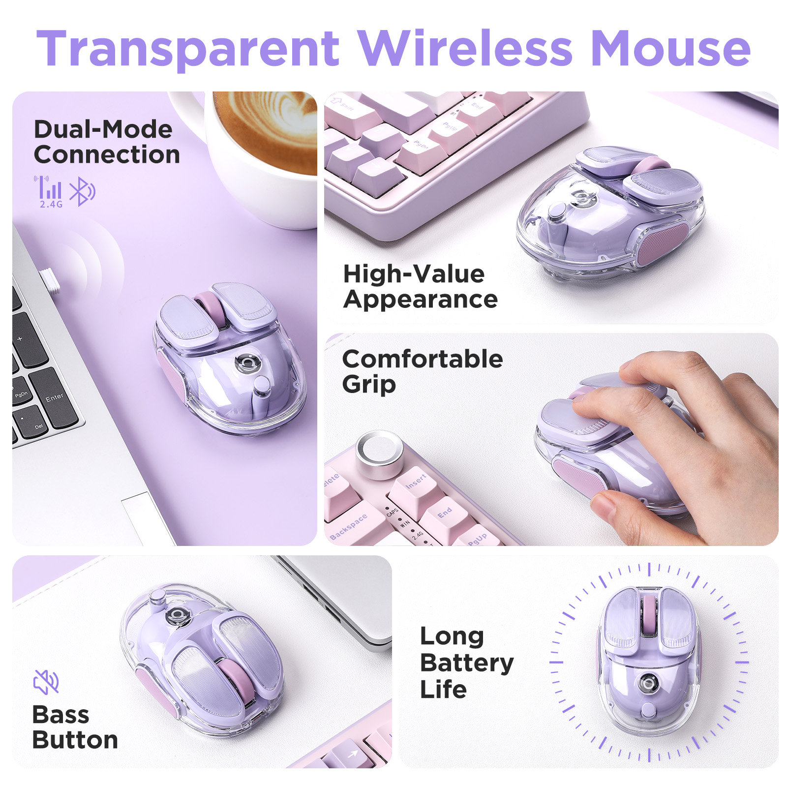 EWEADN Q9 Purple Wireless RGB  - Tradescantia Purple avis et prix