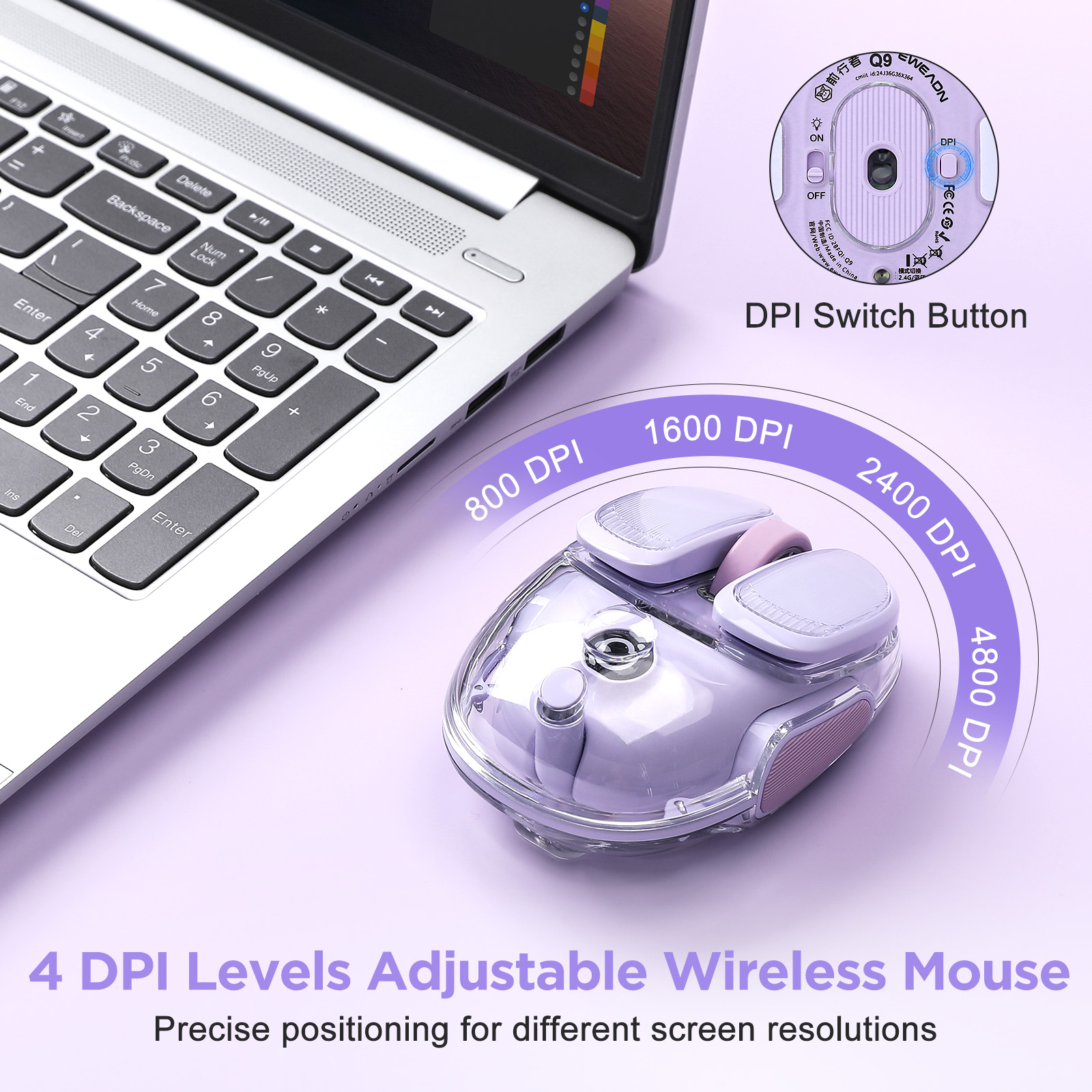 EWEADN Q9 Purple Wireless RGB  - Tradescantia Purple avis et prix